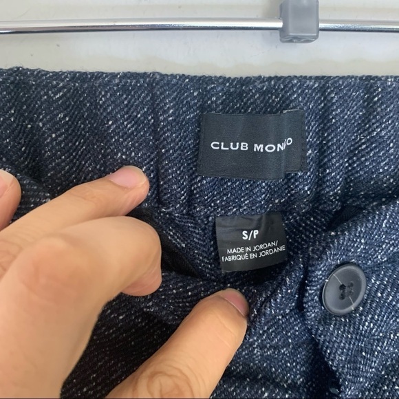 Club Monaco Navy Blue Speckled Wool Silk Blend Tapered Jogger Trousers - Picture 8 of 10